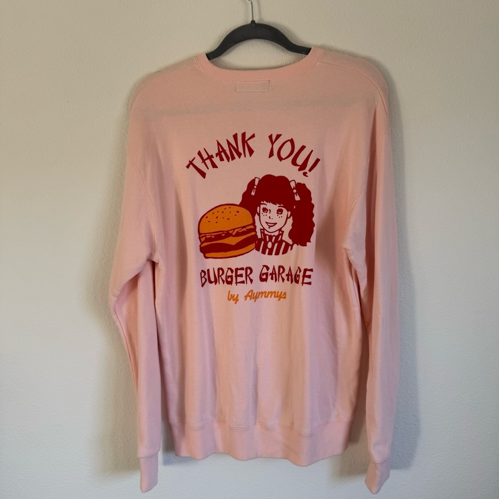 Aymmy in the Batty Girls Pink Burger Sweatshirt Size Medium